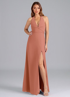 Azazie Odie Vestidos de damas de honor Vestido de Mai Tai de Gasa de Corte en A image3