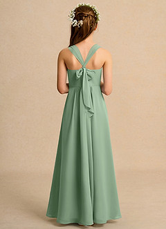 Azazie Tater Girls Formal Blumenmädchenkleider A-Linie Plissee Chiffon Kleid Matcha image2
