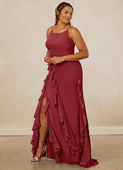 Christian Siriano Bridal for Azazie 1006 Bridesmaid Dresses Pomegranate Mermaid Ruched Chiffon Dress image11