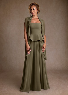 Azazie Josabeth At-home Try On Dresses Dark Navy A-Line Pleated Chiffon Dress image4