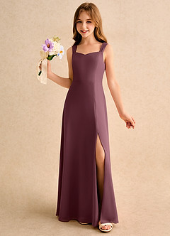 Azazie Makani Girls Formal Blumenmädchenkleider A-Linie Herzausschnitt Chiffon Kleid Sangria image1
