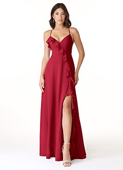 Azazie Tarni Bridesmaid Dresses Scarlet A-Line Chiffon Dress image1