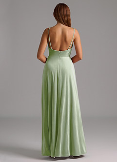 Azazie Sarella Bridesmaid Dresses Dusty Sage A-Line Pleated Velvet Dress image2