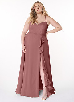 Azazie Naeem Bridesmaid Dresses Desert Rose A-Line V-Neck Ruffle Chiffon Dress image7