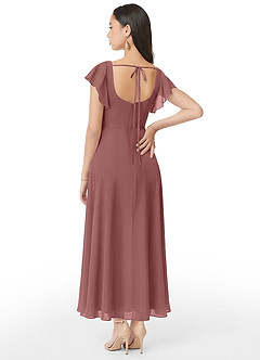 Azazie Bondi Bridesmaid Dresses Desert Rose A-Line Ruched Chiffon Dress image5
