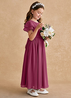 Azazie Ali Flower Girl Dresses Mulberry A-Line Pleated Chiffon Dress image5