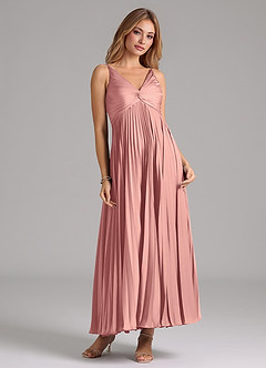 Azazie Raychelle Bridesmaid Dresses Rosette A-Line Pleated Stretch Satin Dress image5