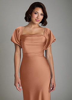 Azazie Lea Bridesmaid Dresses Bronzer Mermaid Off the Shoulder Stretch Satin Convertible Dress image7