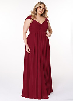 Azazie Kaitlynn Bridesmaid Dresses Burgundy Empire Ruched Chiffon Convertible Dress image12