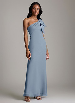 Azazie Yuanna Bridesmaid Dresses Twilight Mermaid One Shoulder Chiffon Dress image4