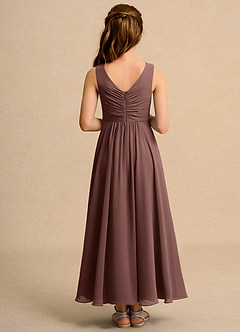 Azazie Ducky Girls Formal Flower Girl Dresses Espresso A-Line Pleated Chiffon Dress image2