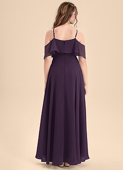 Azazie Tessabelle Junior Plum A-Line Off the Shoulder Chiffon Dress image2