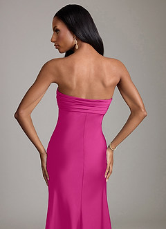 Azazie Saylor Robes de demoiselle d'honneur Robe Sirène en Satin extensible Sans bretelles Fuchsia image6