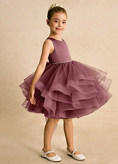Azazie Tinie Blumenmädchenkleider Ballkleid Schleifen Tüll Kleid Wüstenrose image4