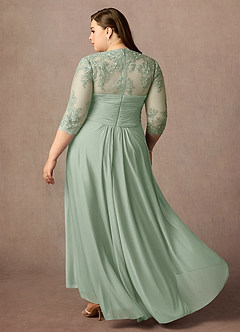 Azazie Anne vestidos de madre de la novia Vestido de Salvia Polvorienta de Encaje de Recto con Corazón Lentejuelas image16