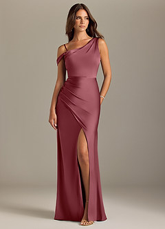 Azazie Madelyn Bridesmaid Dresses Desert Rose Mermaid Off the Shoulder Stretch Satin Convertible Dress image8