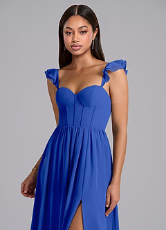 Azazie Denisse Suknie dla druhen Linia A Marszczony Szyfon Do ziemi Sukienka image6