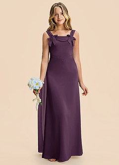 Azazie Chelsea Junior Plum Sheath Pleated Stretch Satin Dress image4