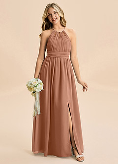 Azazie Noelle Junior Bronzer A-Line Pleated Chiffon Dress image6