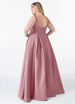 Azazie Neve Bridesmaid Dresses Vintage Mauve Ball-Gown with Pockets Stretch Satin Dress image8