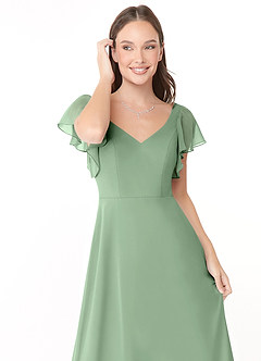 Azazie Syenna Jurken voor bruidsmeisjes Jurk van Chiffon met A-Lijn Ruches Matcha image5