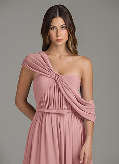 Azazie Nyah Bridesmaid Dresses Dusty Rose A-Line Off the Shoulder Chiffon Dress image7