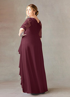Azazie Dionysus vestidos de madre de la novia Vestido de Cabernet de Gasa de Corte En A con Encaje cuello barco image9