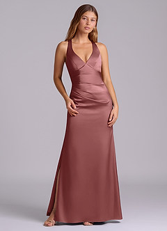 Azazie Amelie Brautjungfernkleider A-Linie Plissee Stretch-Satin Kleid Amethyst image1