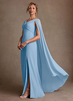 Azazie Boudica Klänningar till brudens mor Klä A-Line i Chiffong Plisserad Puderblå image2