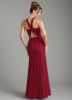 Azazie Rue Bridesmaid Dresses Burgundy A-Line Halter Chiffon Dress image2