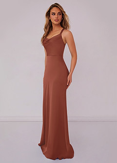 Barbie ♥ Azazie Bridesmaid Dresses Auburn Mermaid Pleated Stretch Satin Dress image4