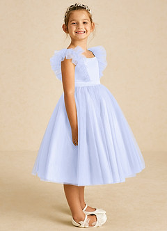 Azazie Cherub Flower Girl Dresses Lavender A-Line Strap Tulle Dress image3