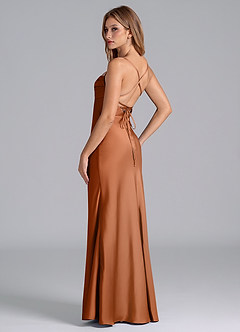 Azazie Seema Abiti da Damigella Abito Sirena in Raso Elasticizzato Corsetto Rame image6