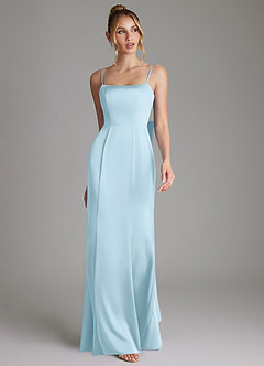 Azazie Zherra Bridesmaid Dresses Sky Blue Mermaid Bow Stretch Satin Dress image4