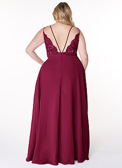 Azazie Lennon Bridesmaid Dresses Burgundy A-Line Lace Chiffon Dress image8