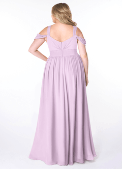 Azazie Lianne Brautjungfernkleider A-Linie Schulterfrei Chiffon Kleid Frostiges Flieder image8