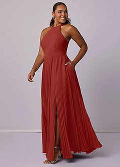 Barbie ♥ Azazie Bridesmaid Dresses Terracotta A-Line Pleated Chiffon Dress image10