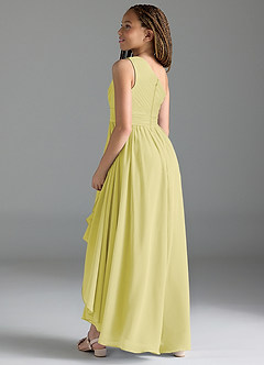 Azazie Mathilda Junior Robe Trapèze en Mousseline de soie Plissée Sorbet Citron image5
