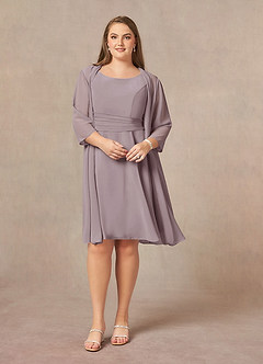 Azazie Shirley Mère de la mariée Robes Robe Trapèze en Mousseline de soie Plissé Scoop Crépuscule image8
