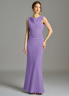 Azazie Kieryn Vestidos de damas de honor Vestido de Tahití de Gasa de Corte Sirena con Plisado image1