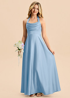 Azazie Kady Junior Powder Blue A-Line Sweetheart Neckline Stretch Satin Dress image4