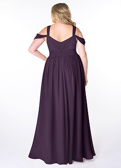 Azazie Lianne Bridesmaid Dresses Plum A-Line Off the Shoulder Chiffon Dress image2