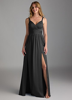 Azazie Chanel Brautjungfernkleider A-Linie Plissee Stretch-Satin Kleid Schwarz image5