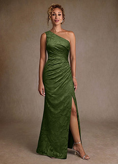 Azazie Joylin Mère de la mariée Robes Robe Trompette en Blumen-Burnout Une épaule Olive image4