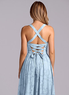 Azazie Francis Bridesmaid Dresses Sky Blue A-Line Corset Floral Burnout Dress image8