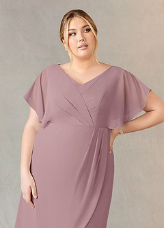 Azazie Julia Mother of the Bride Dresses Dusty Rose Sheath V-Neck Pleated Chiffon Dress image10