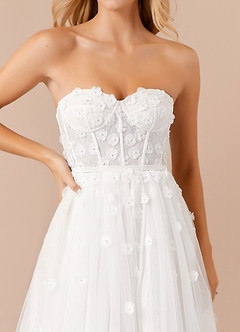 Azazie Airellie Wedding Dresses Diamond White A-Line Off the Shoulder Tulle Dress image9
