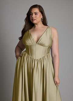 Azazie Delmie Robes à essayer chez vous Robe Trapèze en Satin extensible Corset Noir image12
