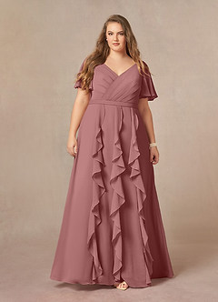 Azazie Watson Mother of the Bride Dresses Desert Rose A-Line V-Neck Chiffon Dress image6