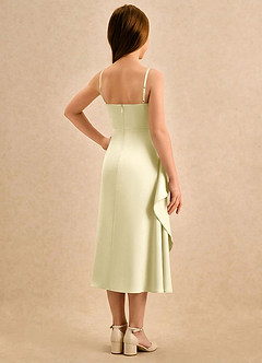 Azazie Canna Girls Formal Flower Girl Dresses Lemon Sorbet A-Line Pleated Stretch Satin Dress image2